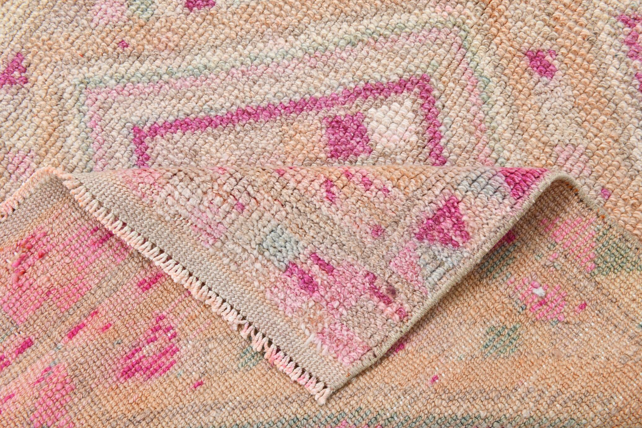 3x11 Soft Pink Turkish Runner Rug, 83x340 Cm