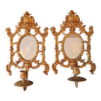 Pair of Louis XV Style Candle Mirror Sconces