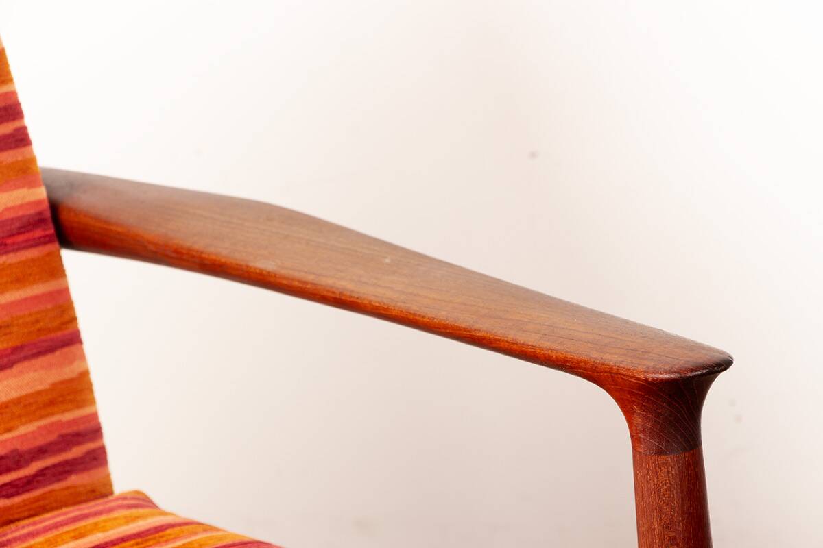 Pair of Danish armchairs in solid teak and fabric, Svend Aage Eriksen 1960.