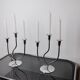 Pair of art deco candlesticks in stainless steel 3 flames, Spain, 1970