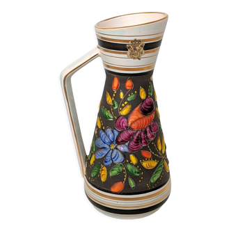 Vase céramique vintage Henri Bequet Quaregnon peint à la main (poterie Belgique 1960)