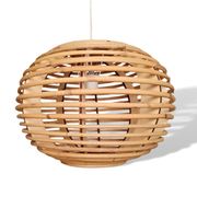 Portuguese mid century modern beige bamboo hanging lamp 1960s