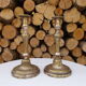 Pair of silver metal candlesticks