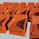 14 armchairs and 4 vintage orange leather benches