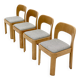Set of 4 sculptural dining chairs in light oak, 1970s