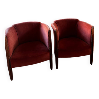 Pair of velvet armchairs