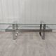 Table basse vintage acier chromé et verre