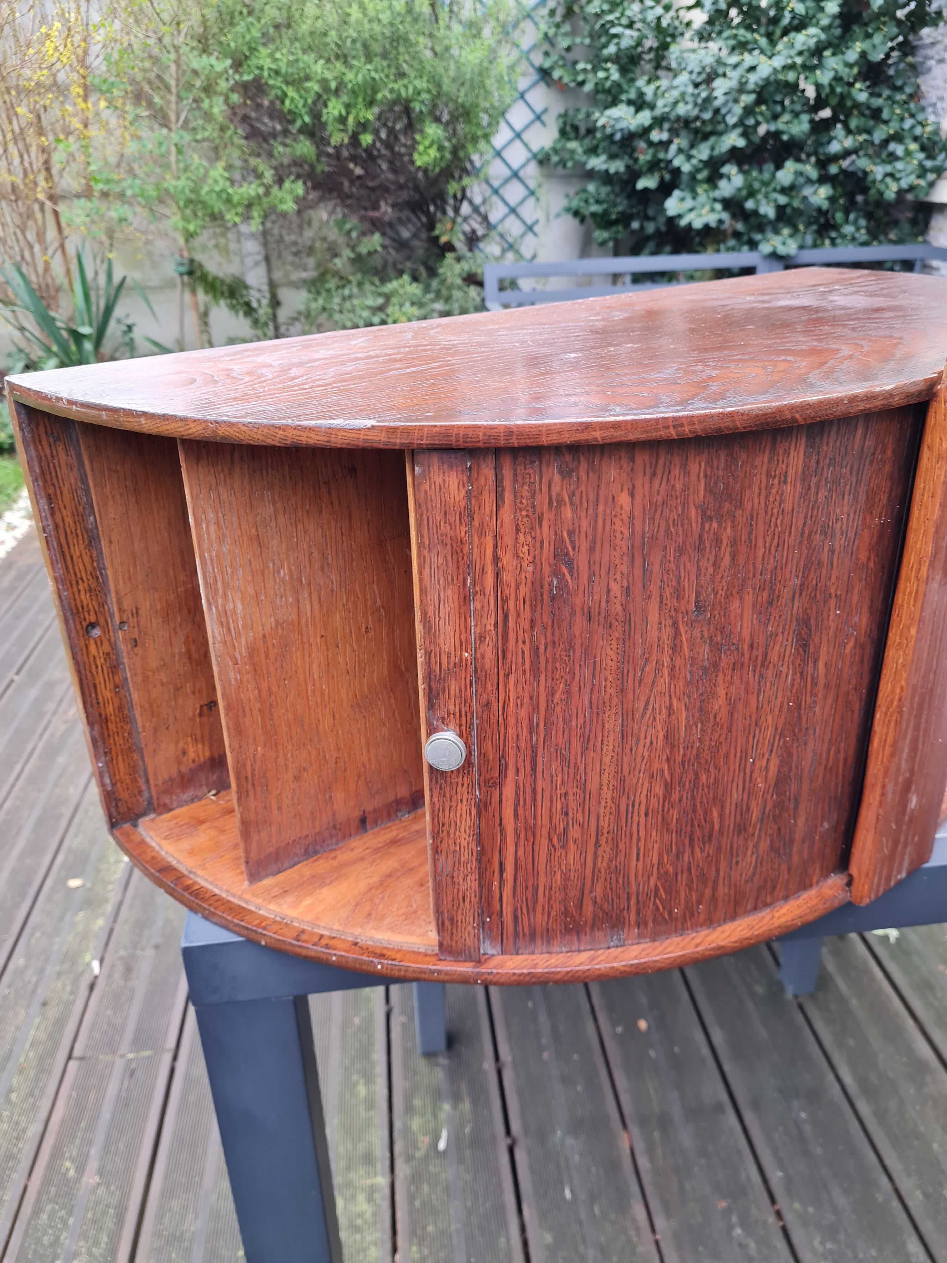 Trieurs de bureau demi cercle à rideau vintage en bois années 60