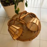 Pair rattan sconces