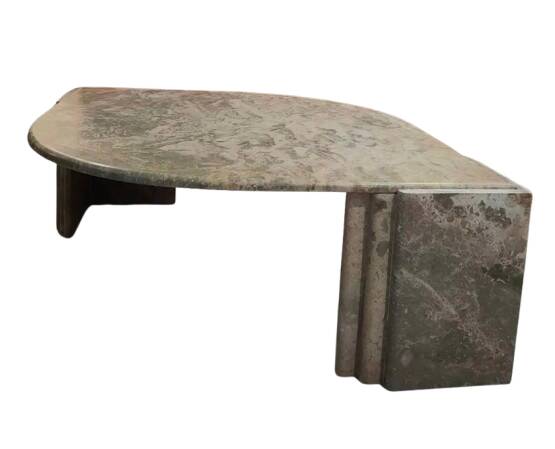 Marble coffee table, old pink water drop shape