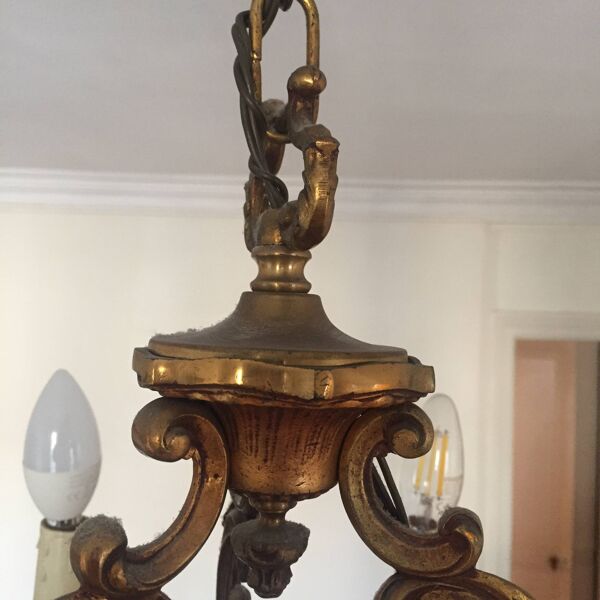 lustre chandelier 6 branches en bronze