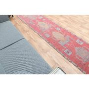 1970s Turkish Oushak Handmade Wool Cotton Red Area Rug 90x343