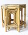 Set of 3 hexagonal nesting tables in bamboo and cream raffia, vintage 1960s style.