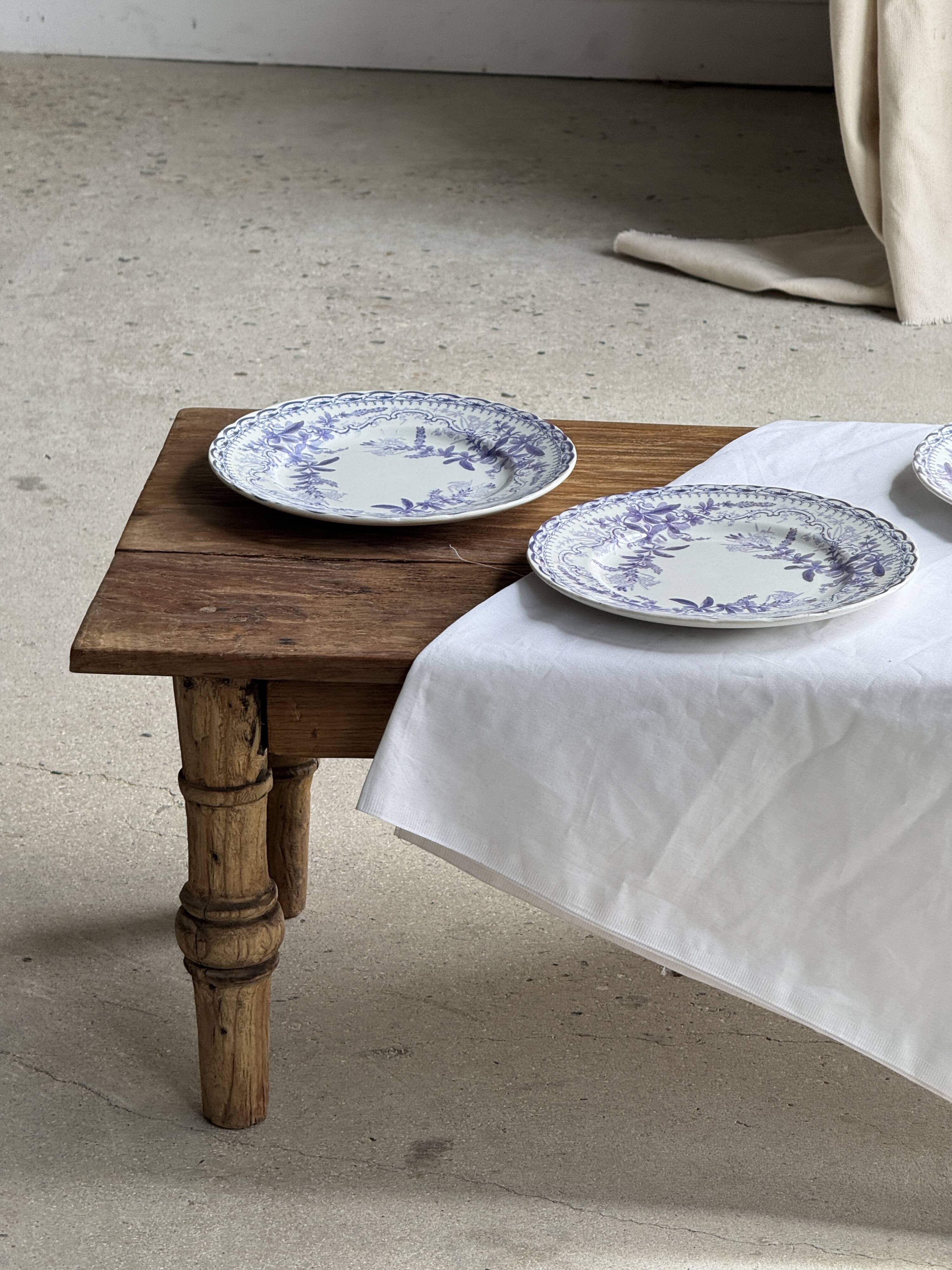 Set of 5 flat plates in earthenware with a lavender floral design H2 D22