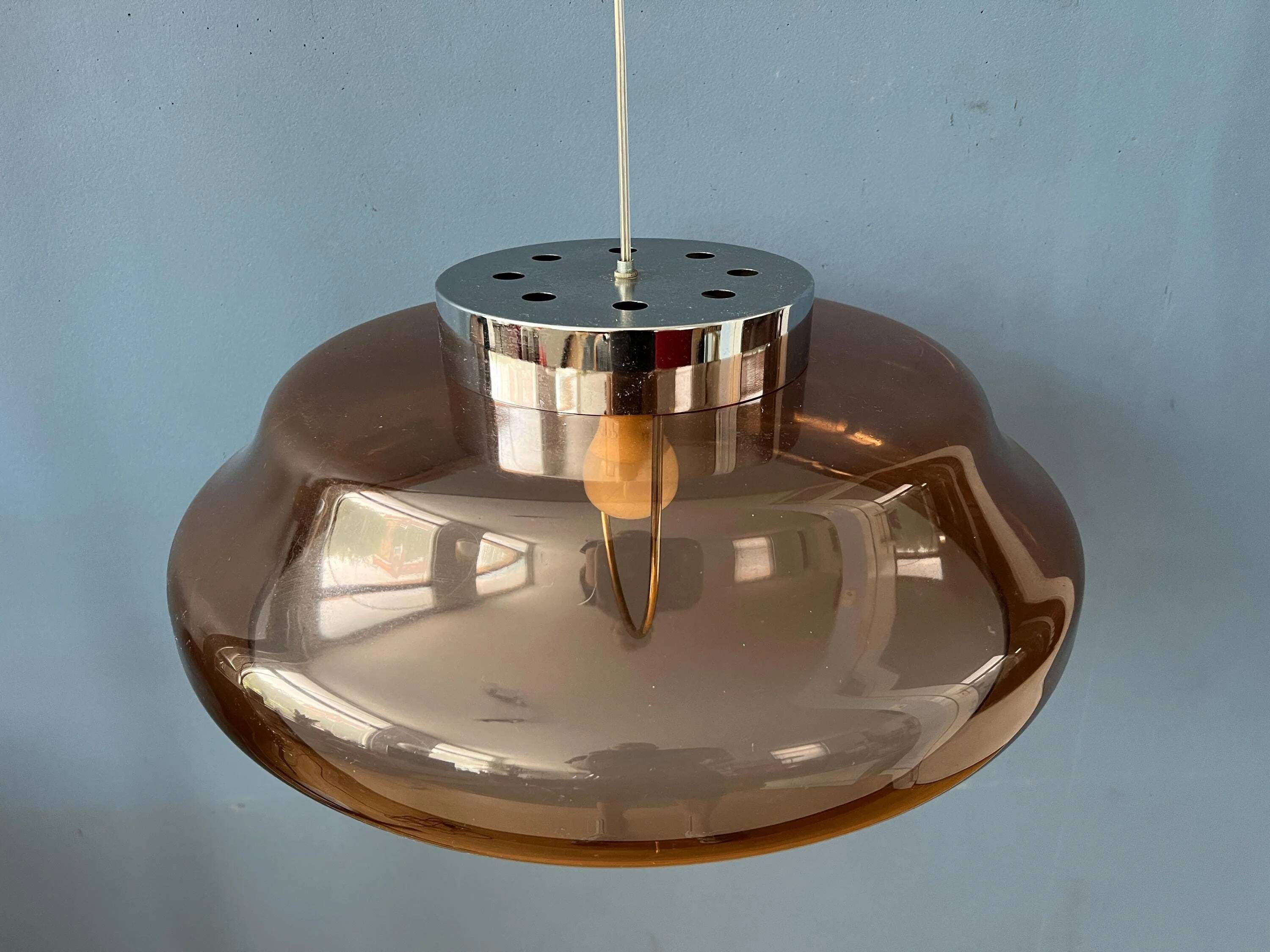 Suspension Space Age UFO en plexiglas orange/marron