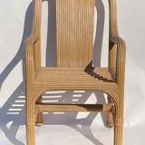 Pair of bamboo rattan wicker chairs in the style of Vivai del Sud