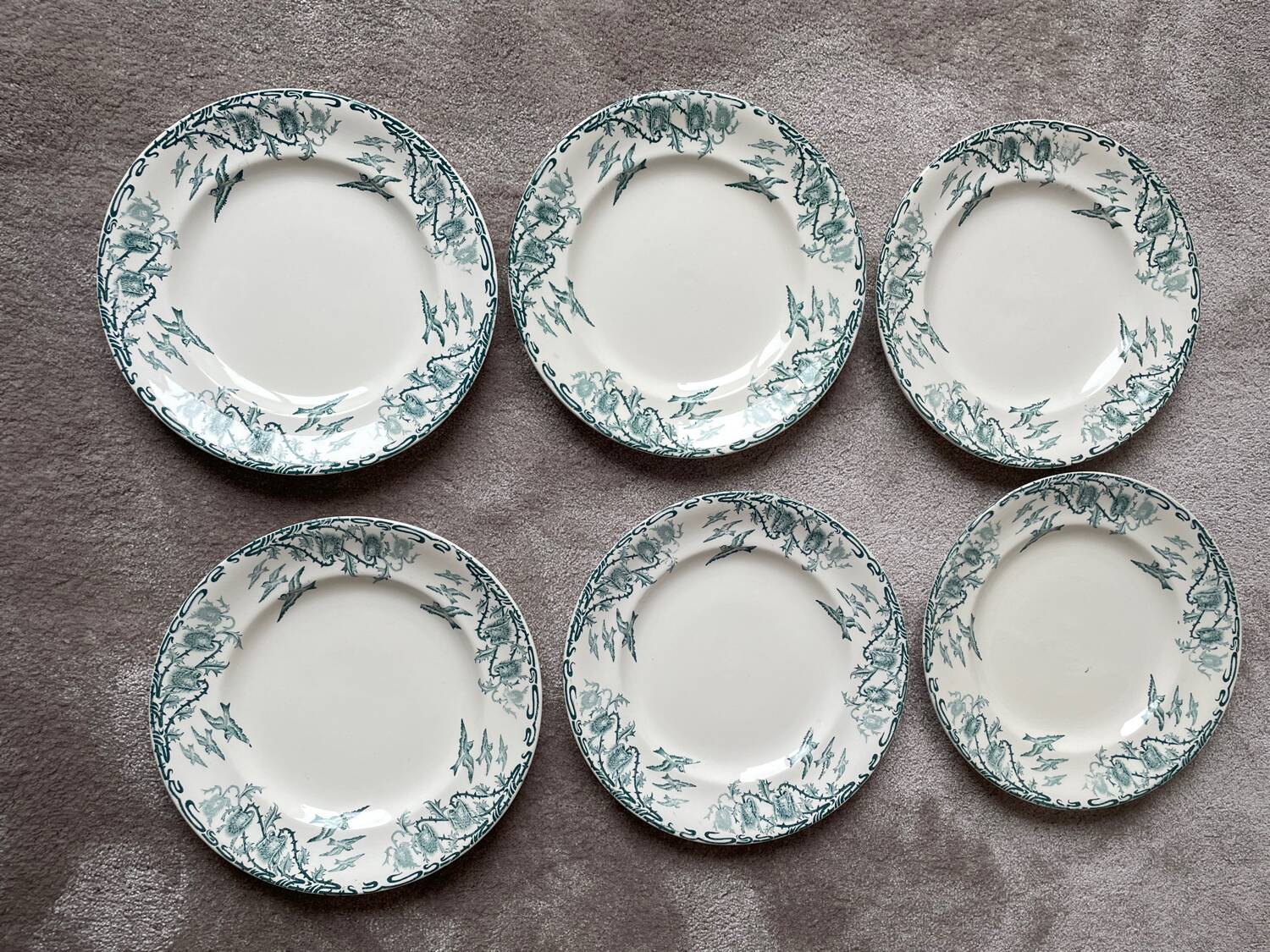 6 Longwy Ironstone Flat Plates, Richelieu Pattern