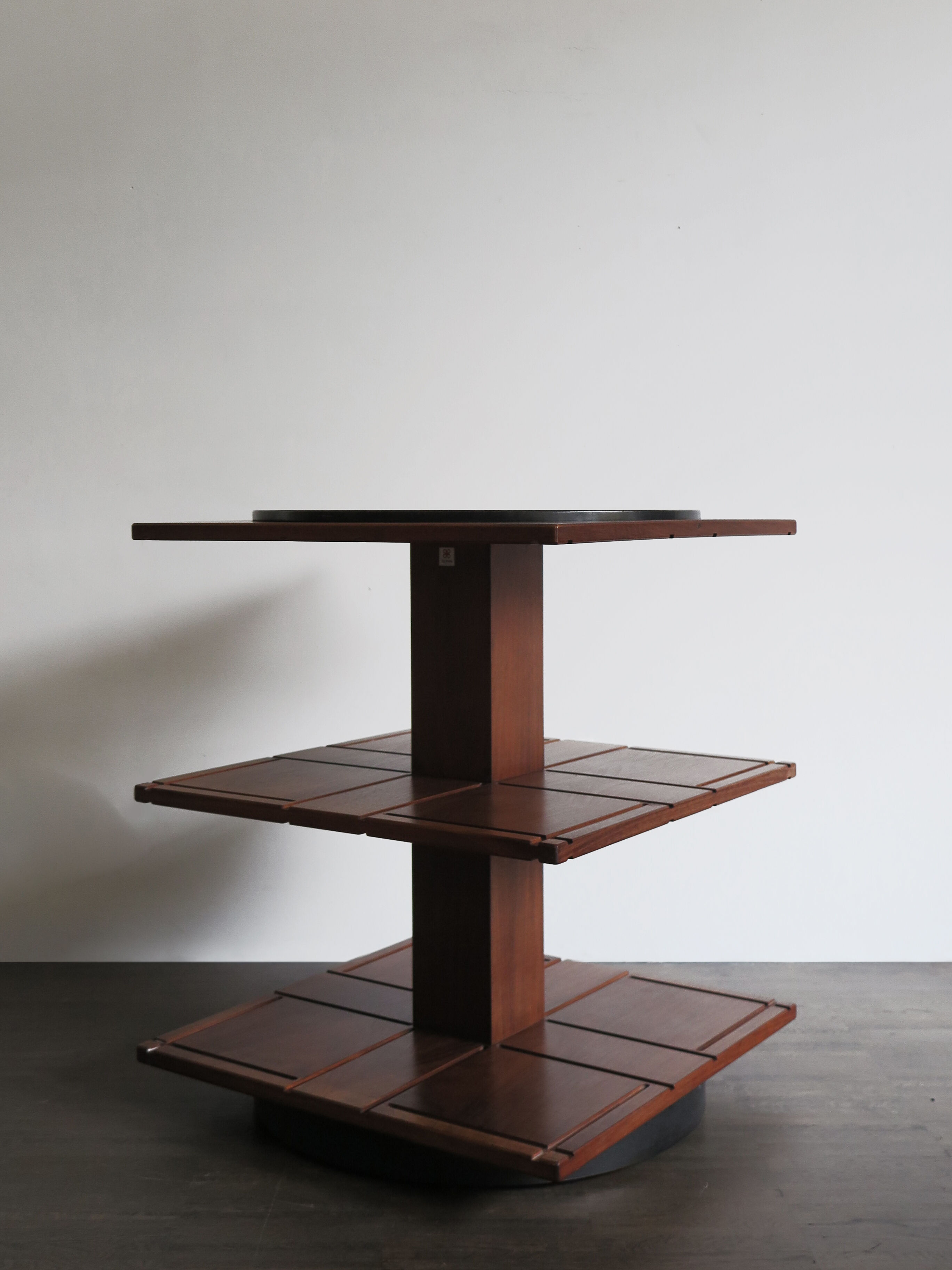 Gianfranco Frattini for Bernini italian wood leather swivel bookcase 1960s