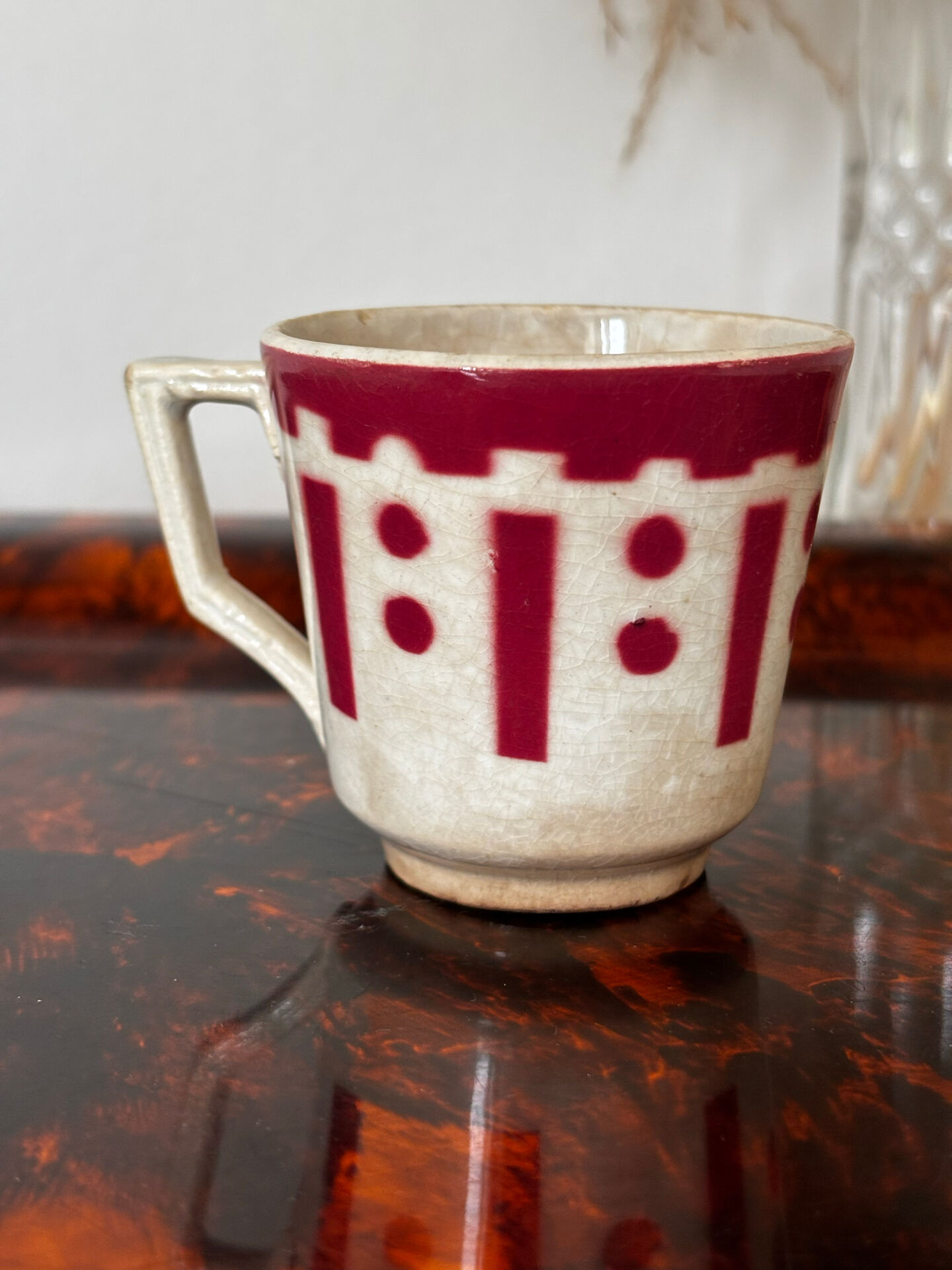 Set of two antique opaque porcelain cups from Gien.