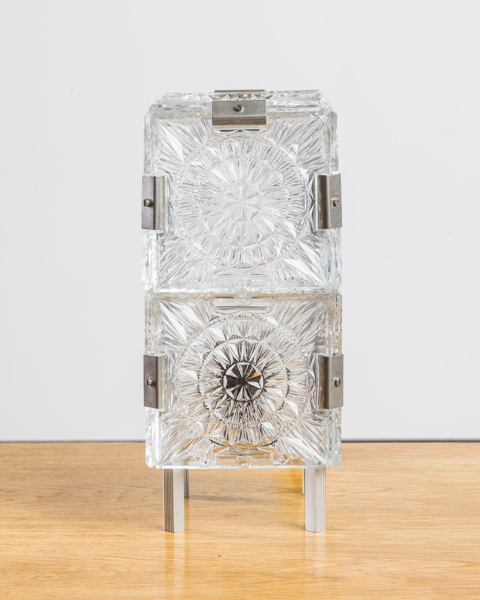Ensemble de 2 lampes de table verre taillé de Kamenický Šenov, 70 ' s