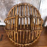Old rattan picking basket vintage wood garden