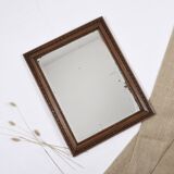 Grand miroir ancien 65cm, cadre en bois sculpté
