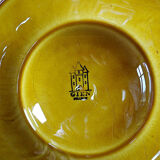 Set of plates, artichoke dishes, mustard yellow earthenware Gien vintage