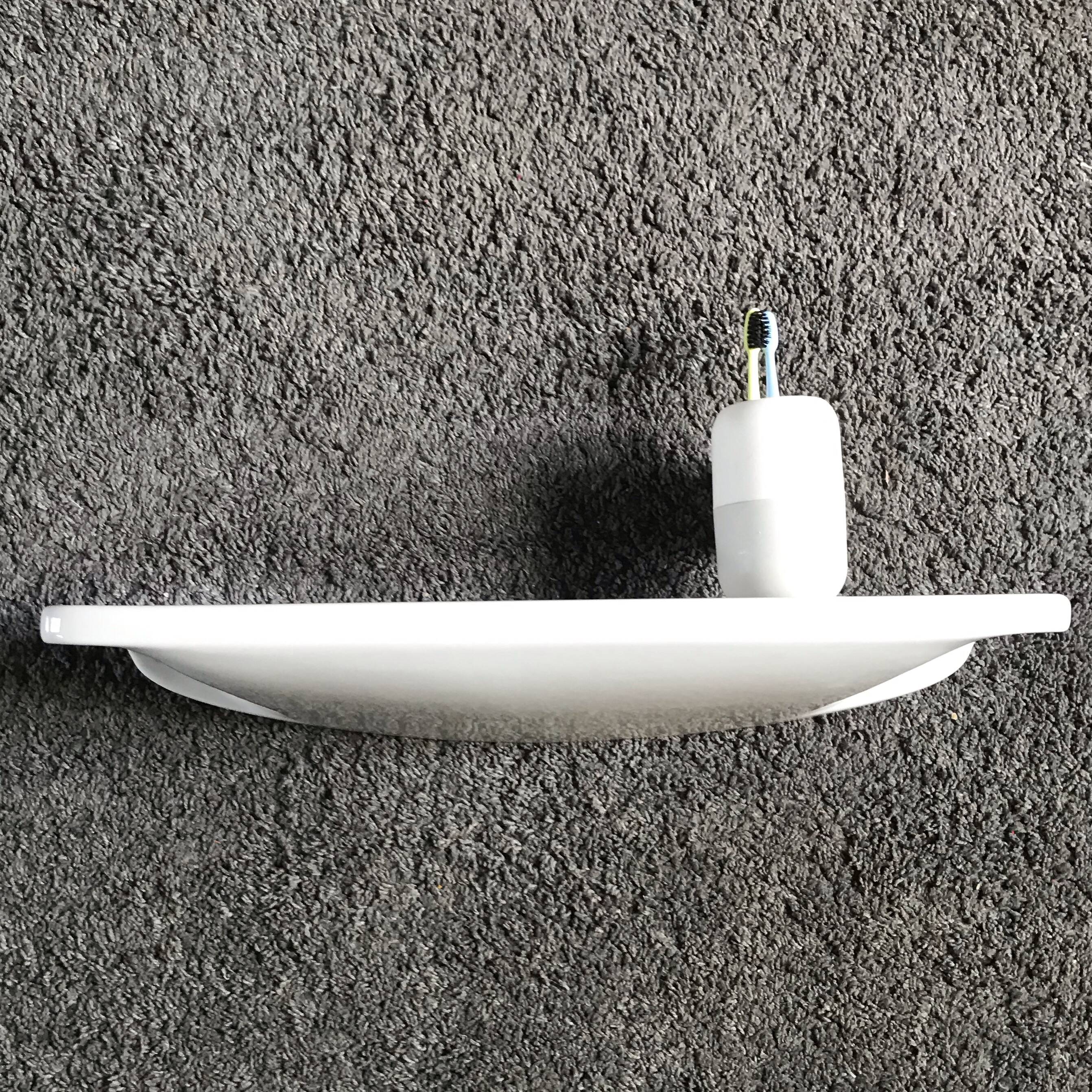 Vintage white porcelain ceramic bathroom wall shelf from the 1950s