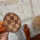 Pair of turned wooden vases – geometric design