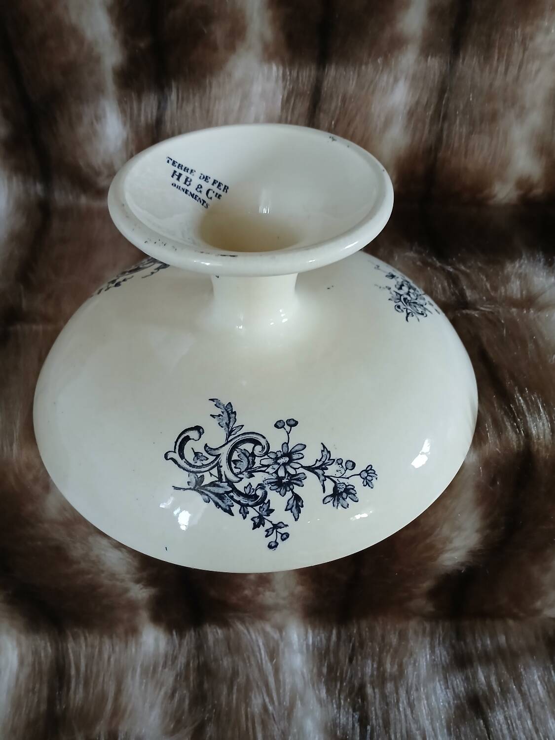 Antique compote dish HB&CIE in ironstone