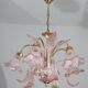 Liz Taylor, Iridiscent Pink Murano Glass Chandelier, 1980s
