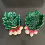 Pair of “Radis” barbotine dishes in Vallauris