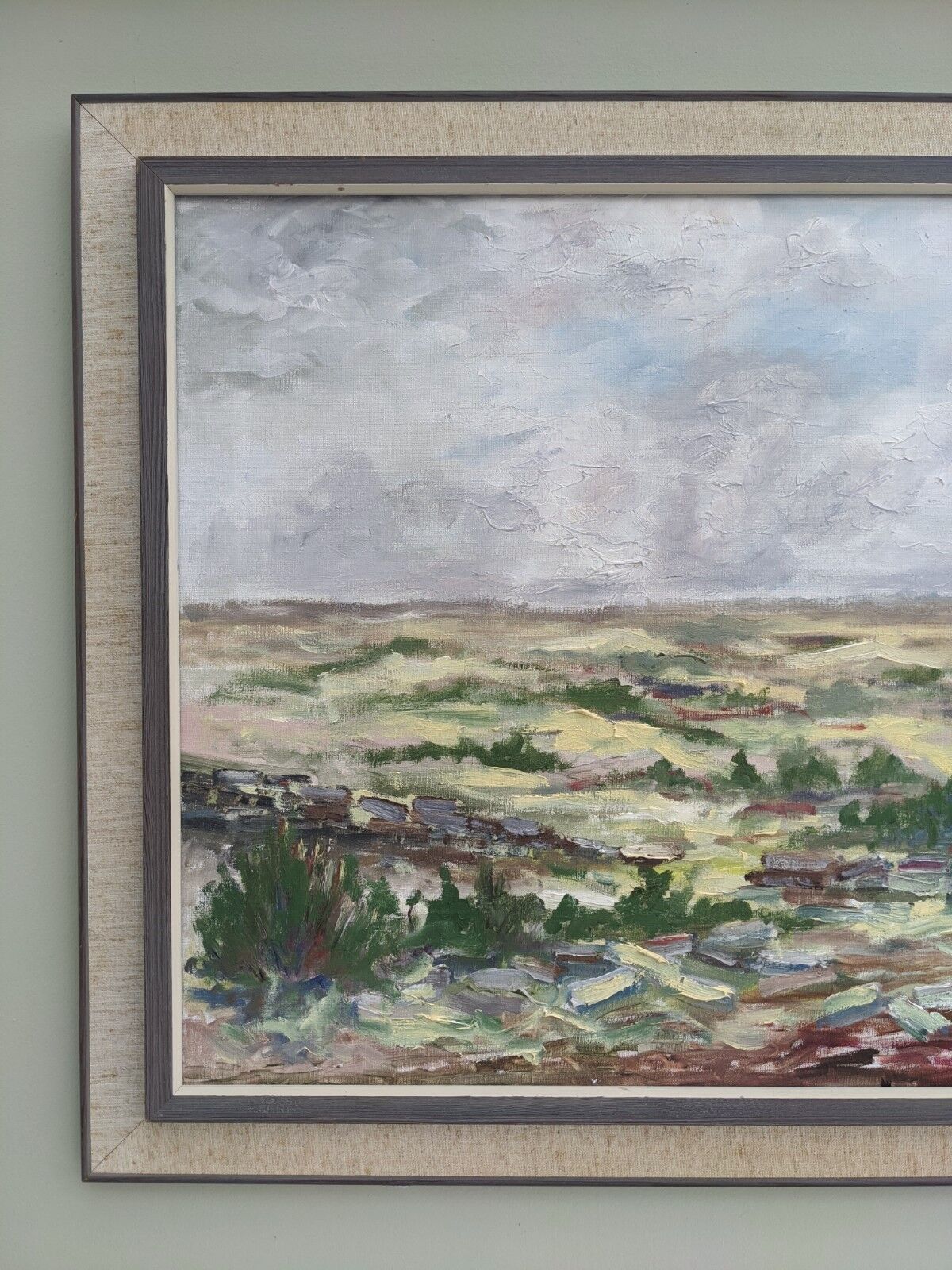 'Grasslands' - Vintage Mid Century Swedish Framed Oil Painting