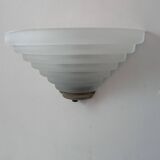 Pair of vintage wall lights, brass and sandblasted glass, Italy 1980s