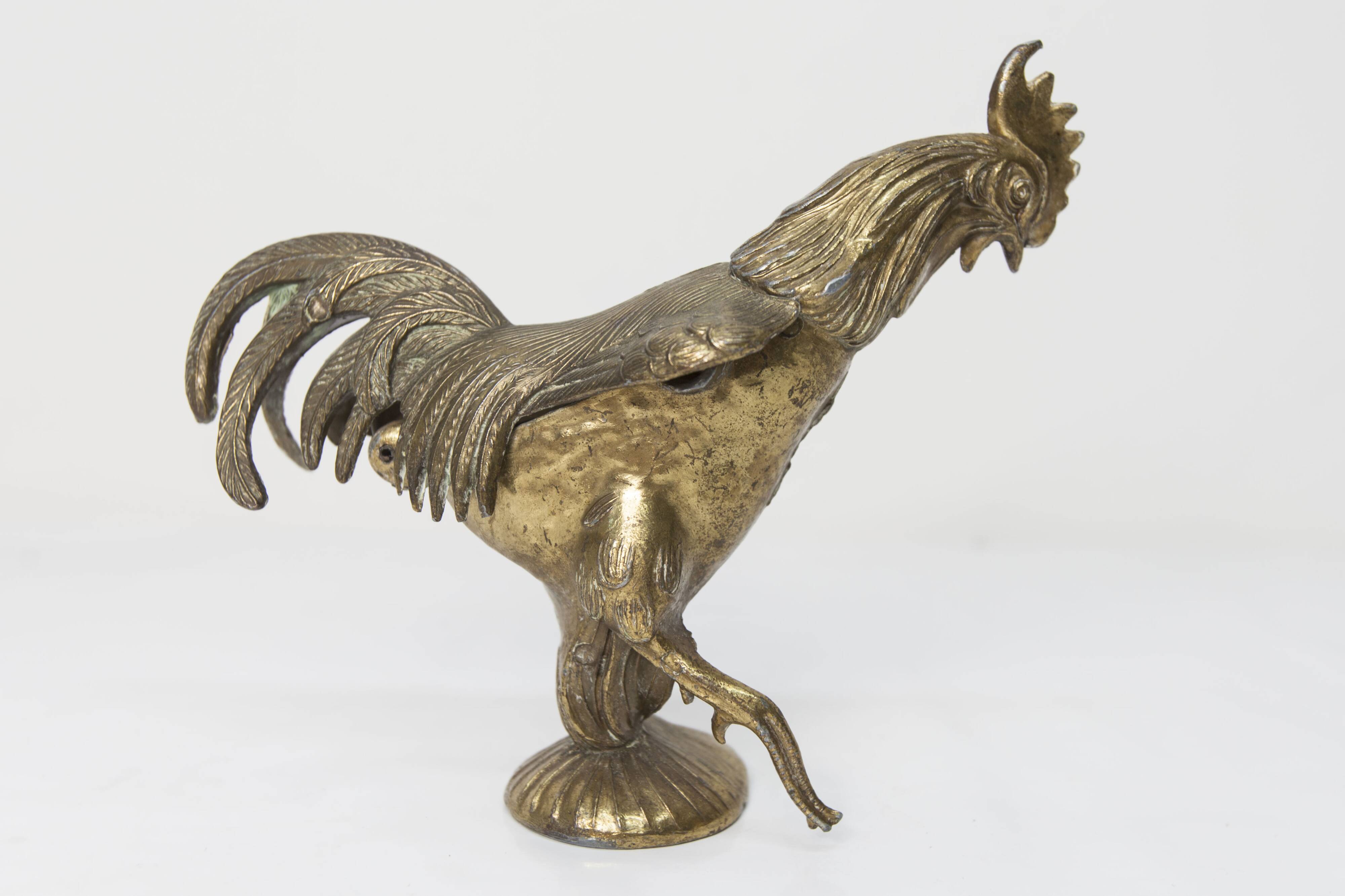 1960 rooster ashtray in spelter signed FC