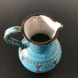 Blue pitcher, geometric pattern