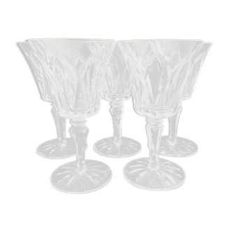 Lot de 5 verres à eau en cristal de Saint Louis modèle Camargue