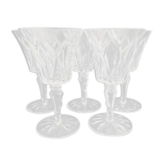 Set of 5 crystal water glasses of Saint Louis Camargue model