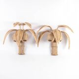 Paire d’appliques « cocotier/palmier » en rotin