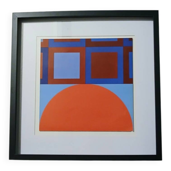 Tableau Vintage Art Optique - Victor Vasarely - Cadre 40x40cm. — Beyit