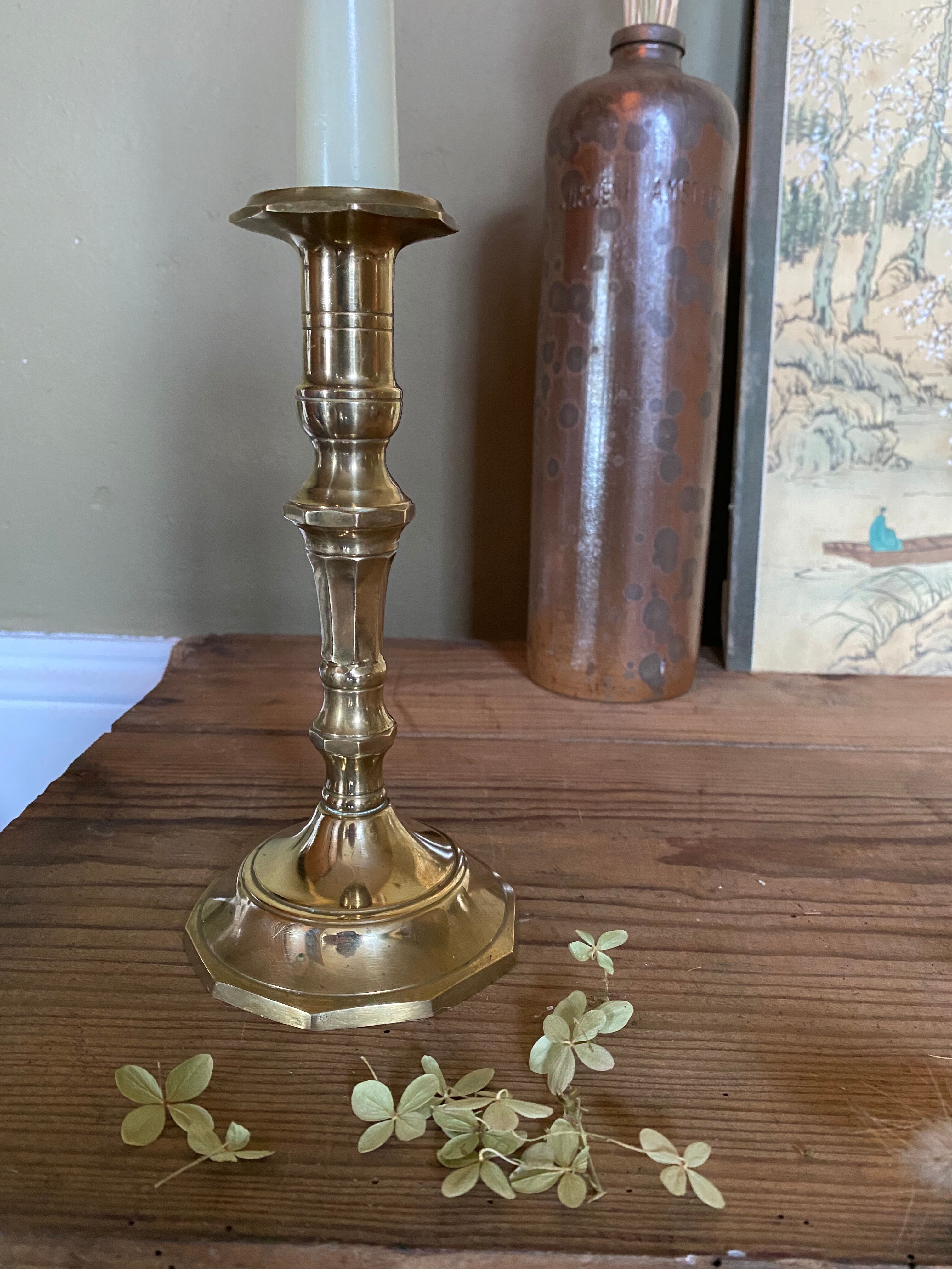 Antique brass candle holder