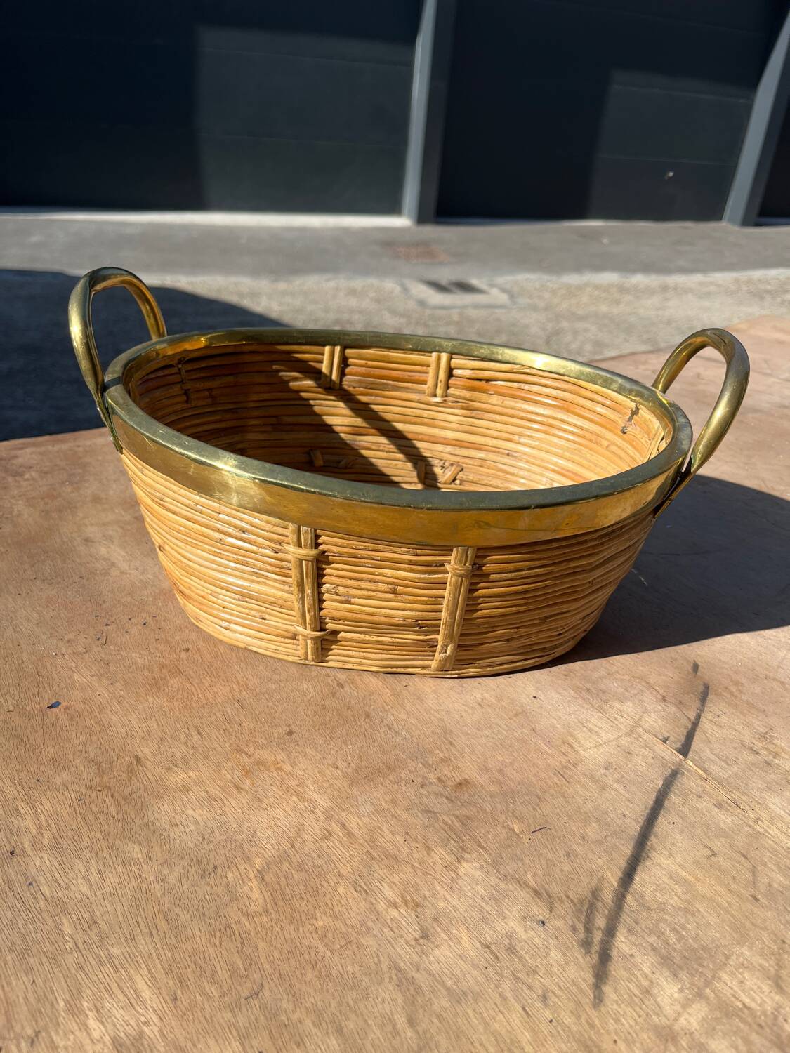 Brass and wicker basket
