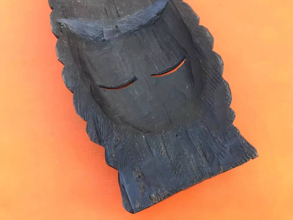 African Face Hanging Mask Ebony Wood