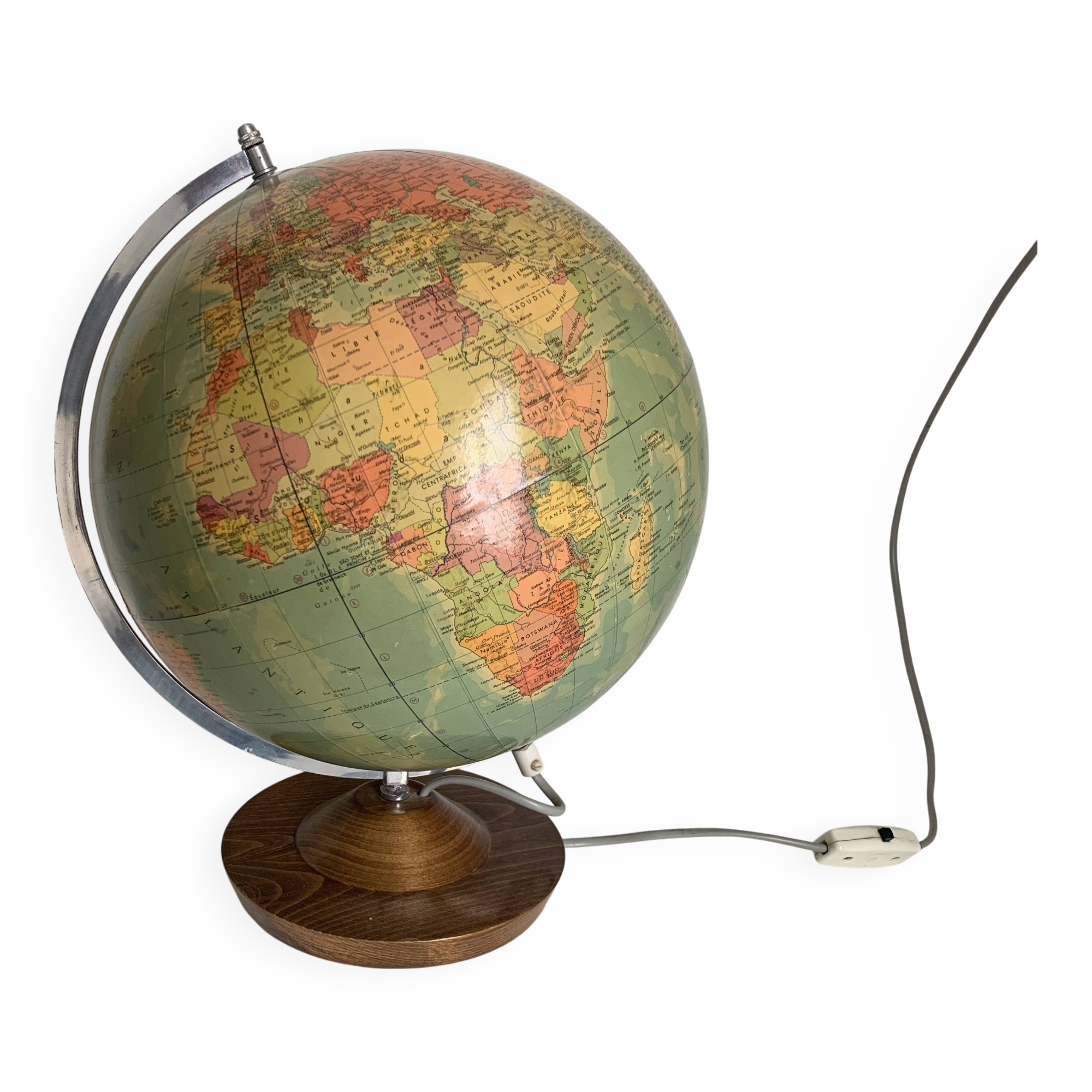 Globe terrestre vintage 1978 de Räth Leipzig ex-RDA - 43 cm