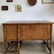 Vintage bamboo and wood rattan desk