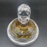 Bohemian crystal bottle, cut and engraved – Frosted floral decoration