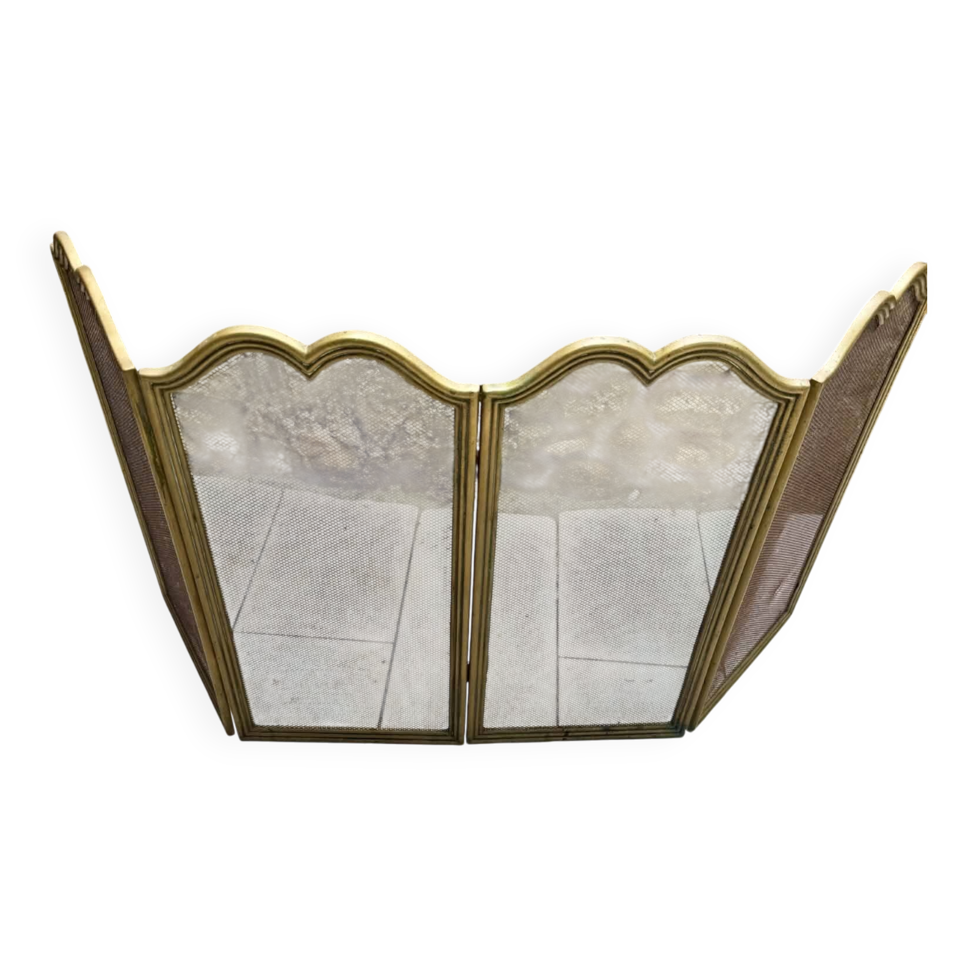 Vintage brass fireplace screen