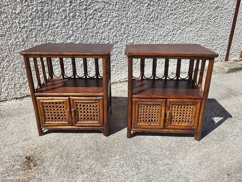 Pair of rattan bedside from the 1970s
