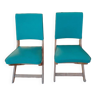 Pair of large vintage chairs Wood & imitation leather - 2 High or low positions