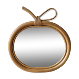Apple mirror, in rattan, from the 60s-70s